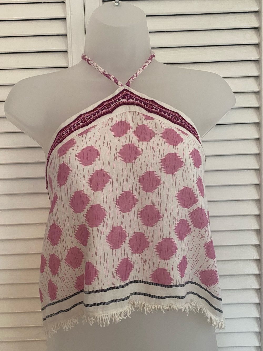 Zara Pink and White Cross-Halter Camisole